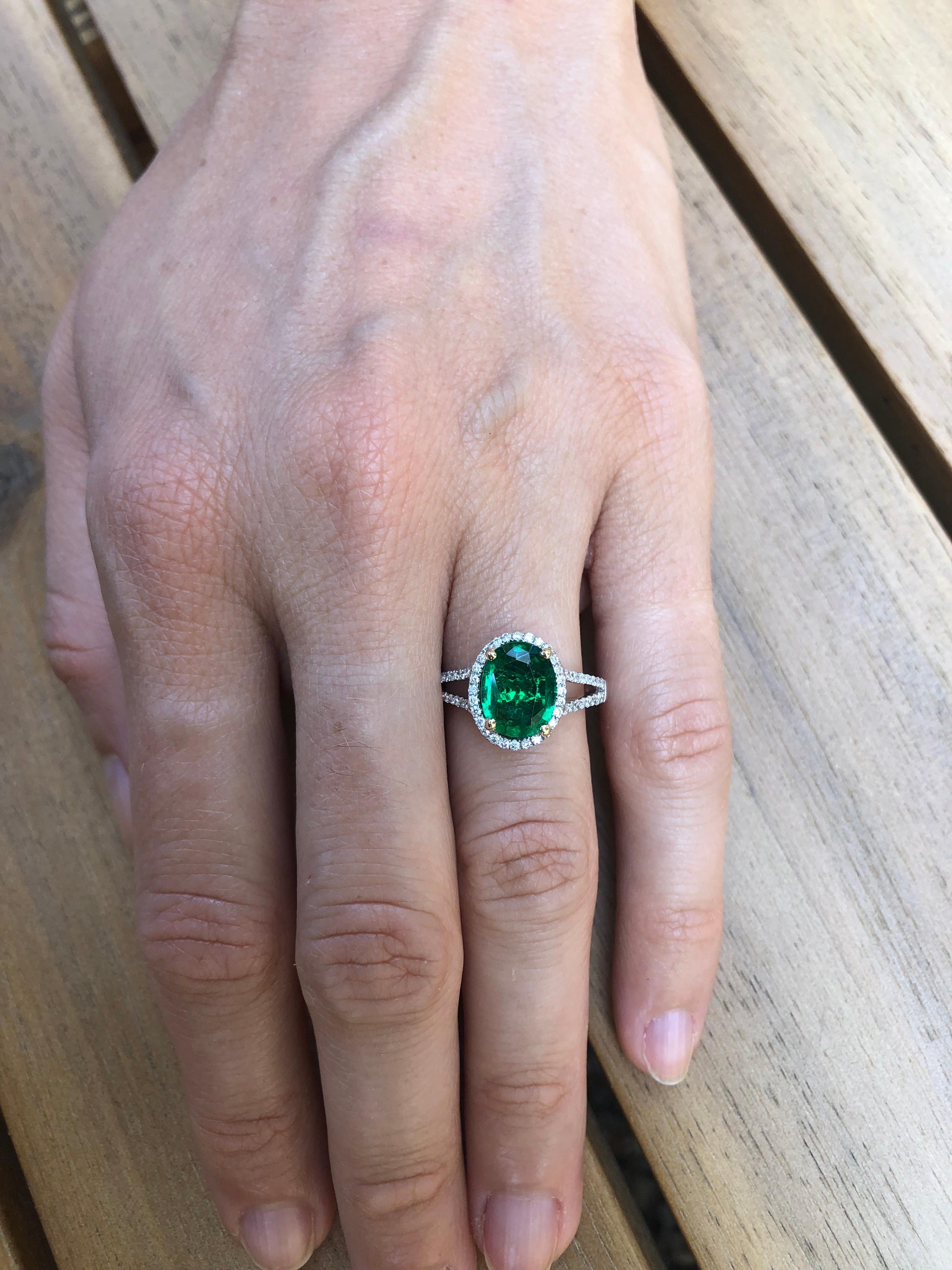 Oval Cut Emerald Ring 1.75 Carat Oval