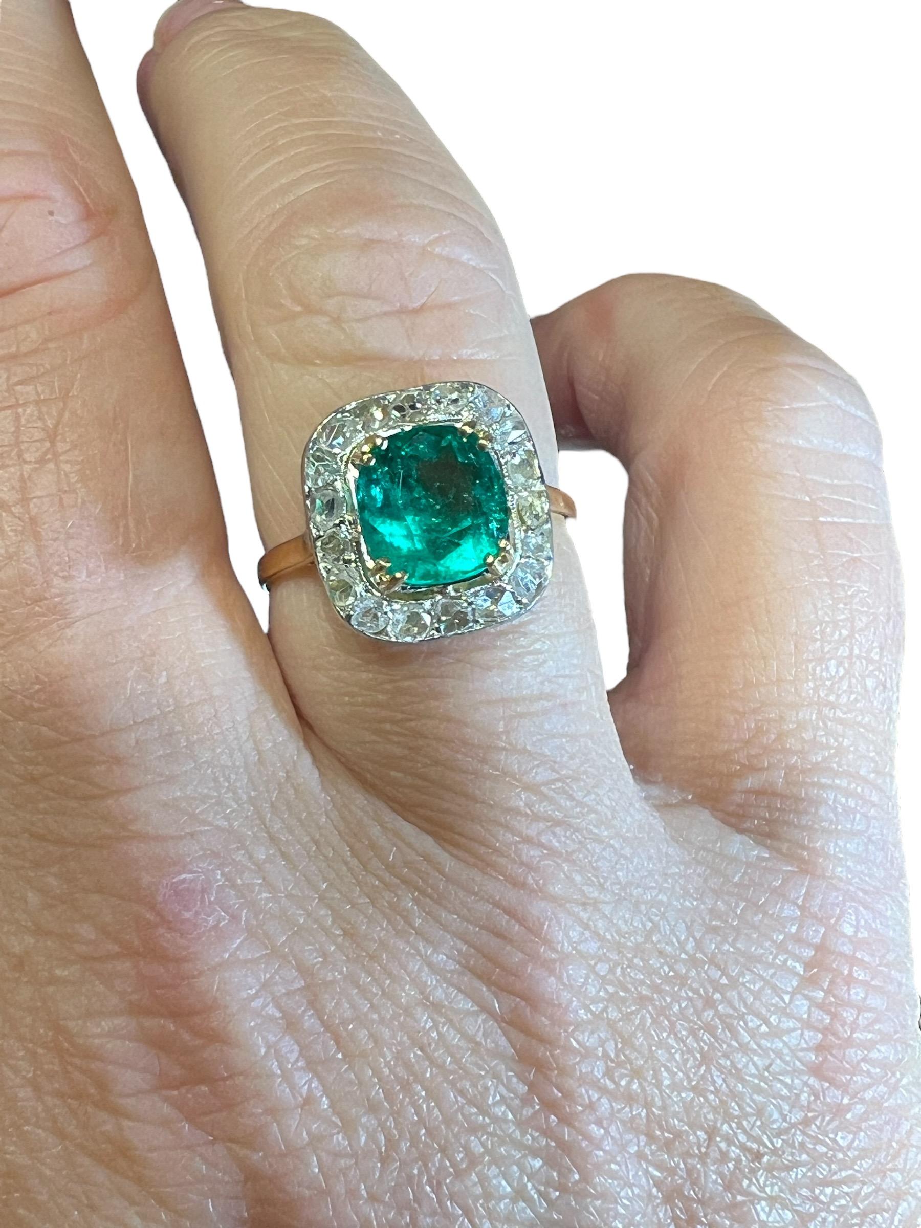 Anillo esmeralda 1,83 quilates diamantes pavé certificados talla 