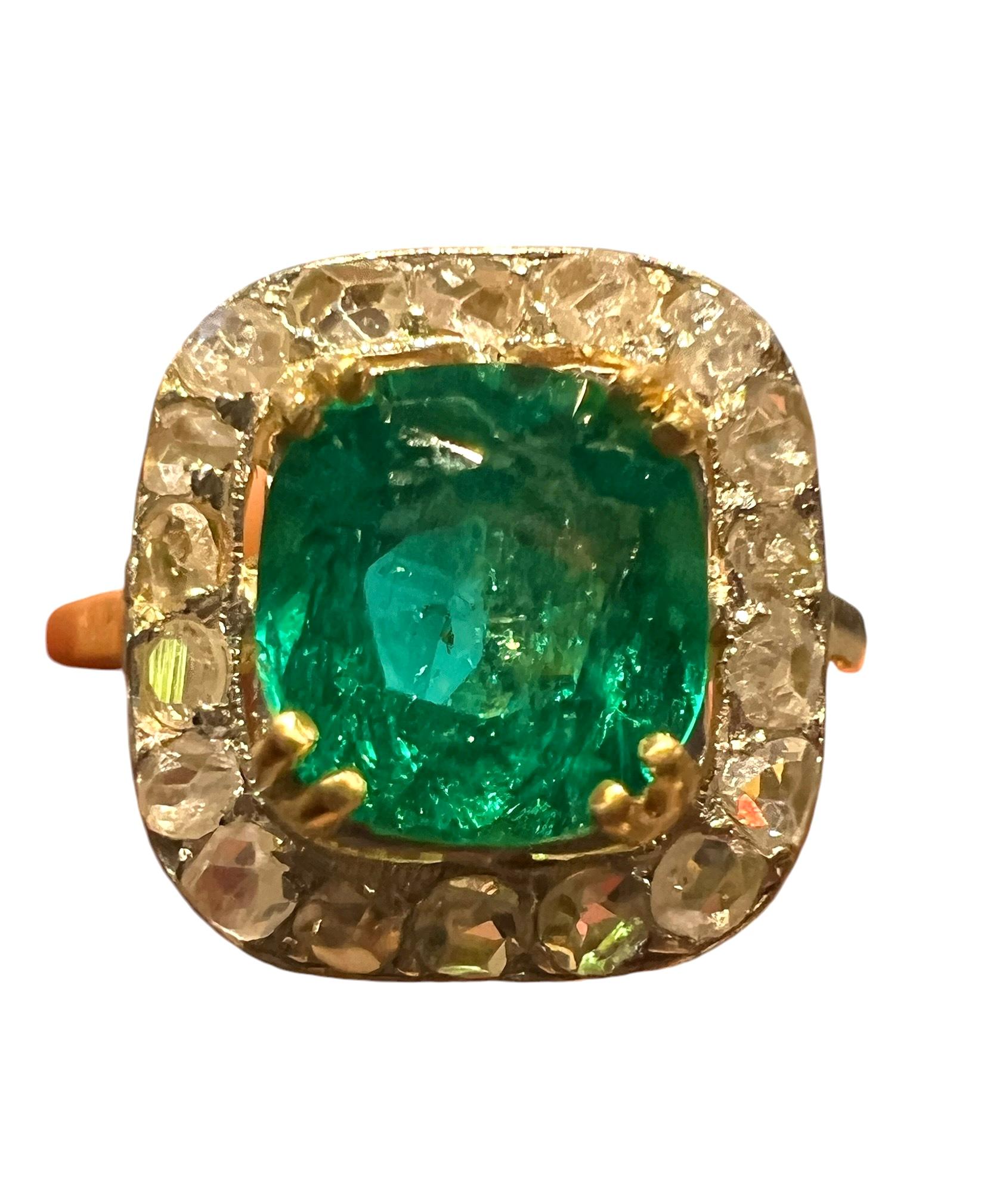 Anillo esmeralda 1,83 quilates diamantes pavé certificados talla 