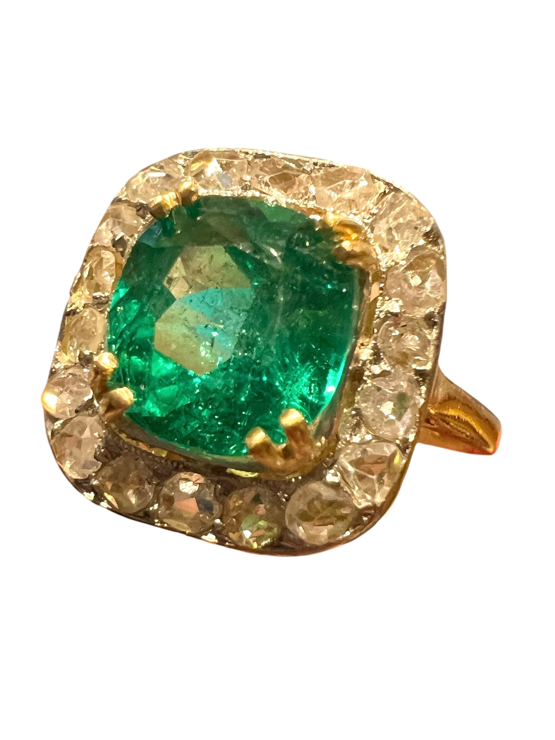 Anillo esmeralda 1,83 quilates diamantes pavé certificados talla 