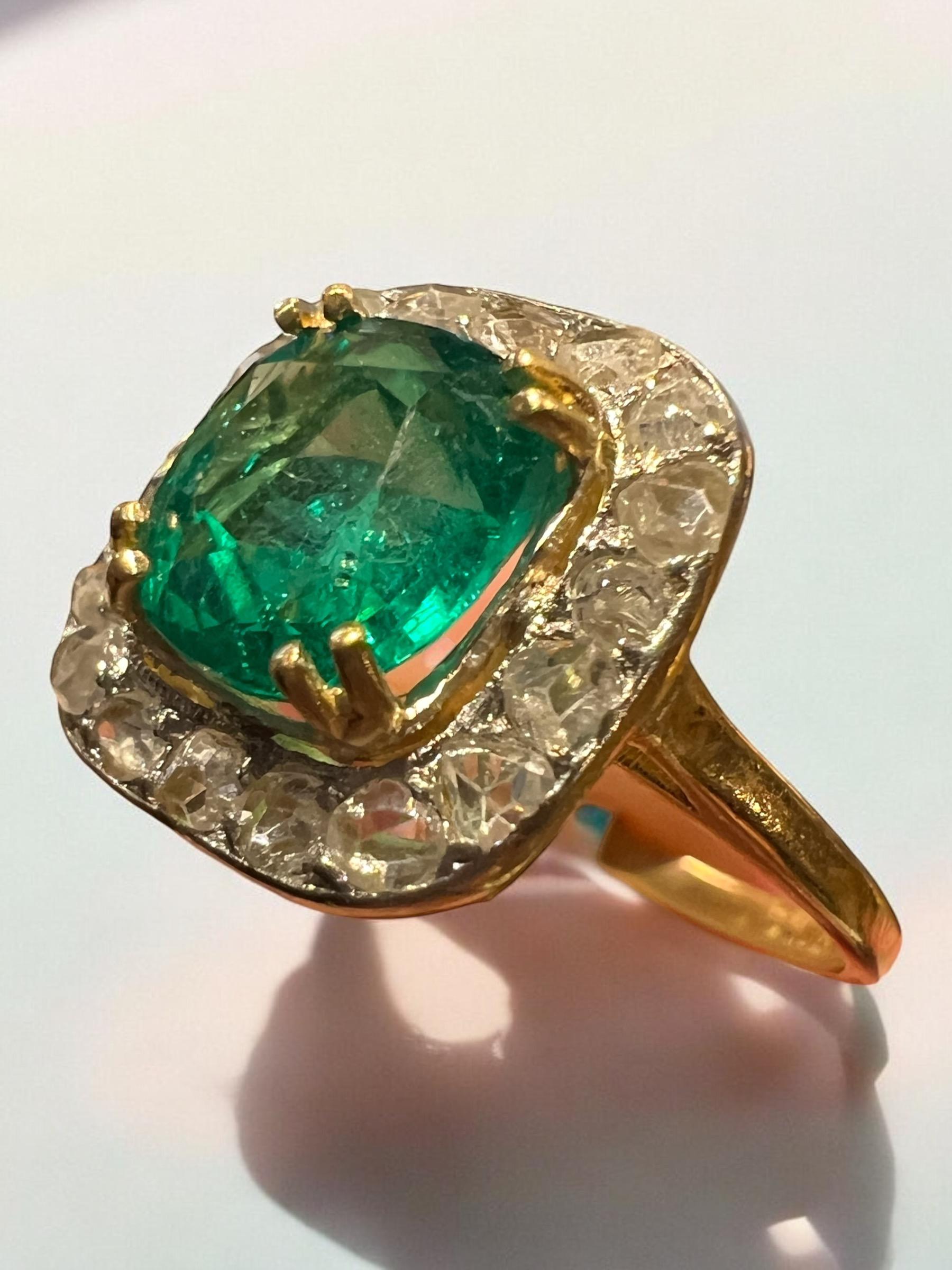 De las mujeres Anillo esmeralda 1,83 quilates diamantes pavé certificados talla 