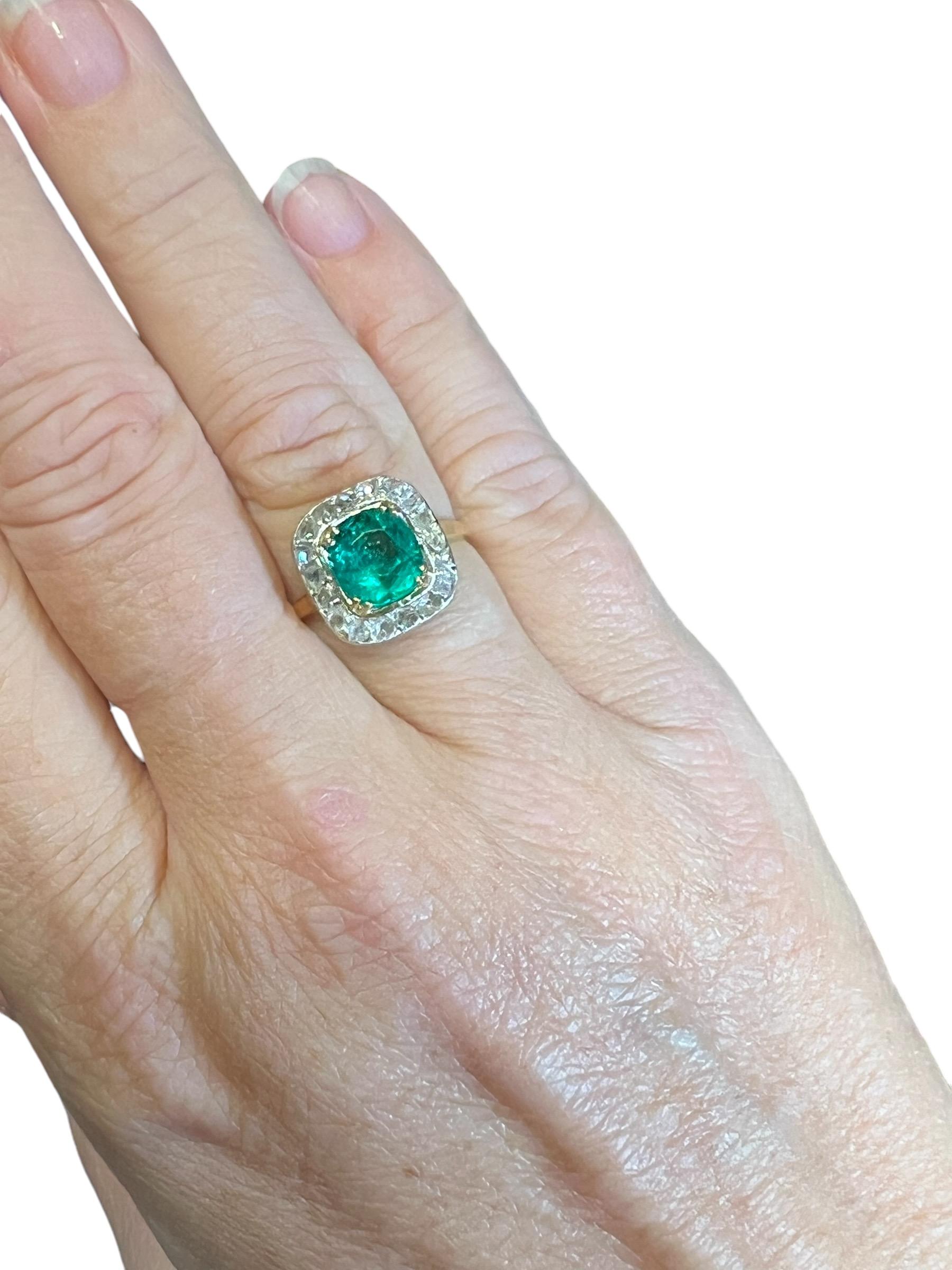 Anillo esmeralda 1,83 quilates diamantes pavé certificados talla 