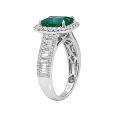 1.96 Carat Emerald Cut Emerald Diamond Engagement Ring in 18K White Gold - Tamir