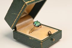 Emerald Ring. 1ct Natural Emerald Cut Ring Blackened Platinum 18k Yellow Gold