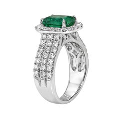 Marvelous 2.05 Carat Emerald-Cut Emerald and Diamond 18K White Gold Ring  Tamir