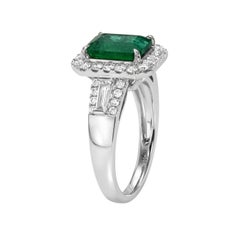 2.16 Carat Emerald-Cut Emerald Diamond Ring 18K White Gold by Tamir Jewelry