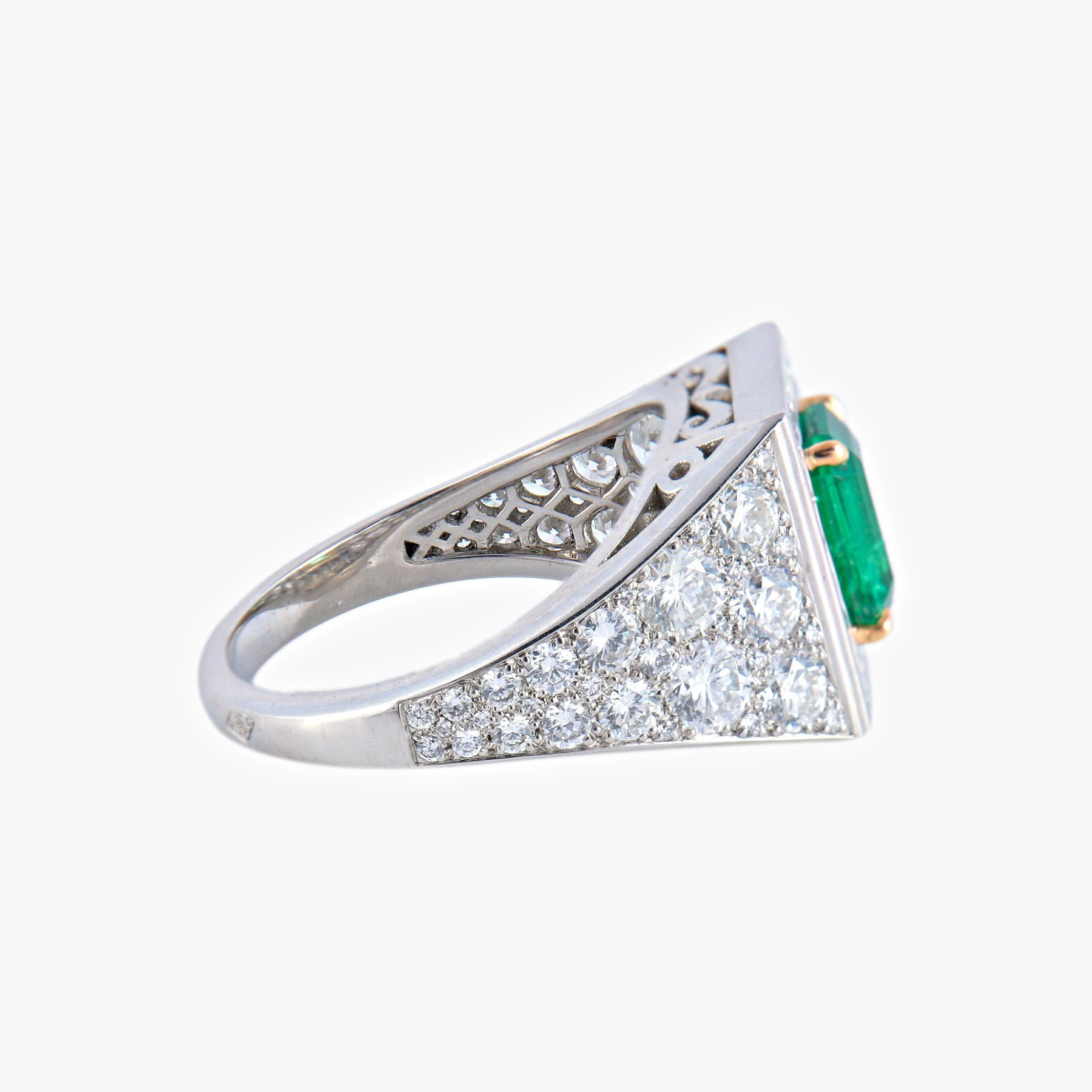Emerald Cut Emerald Ring, Art-Deco Style