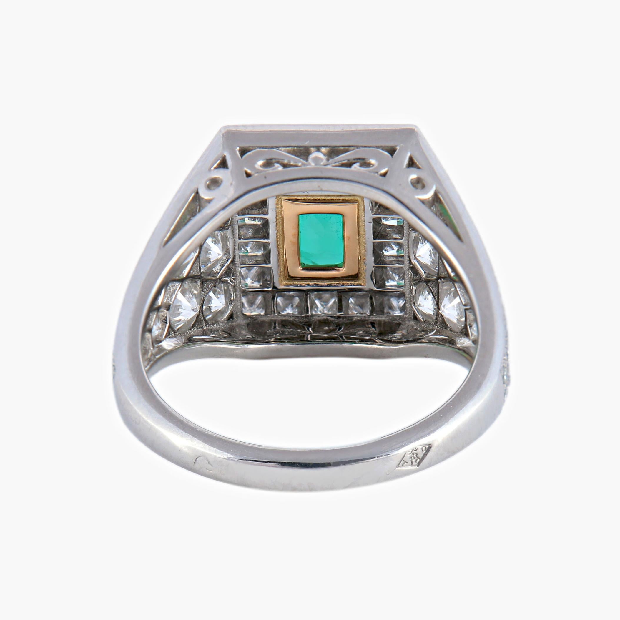 Women's Emerald Ring, Art-Deco Style