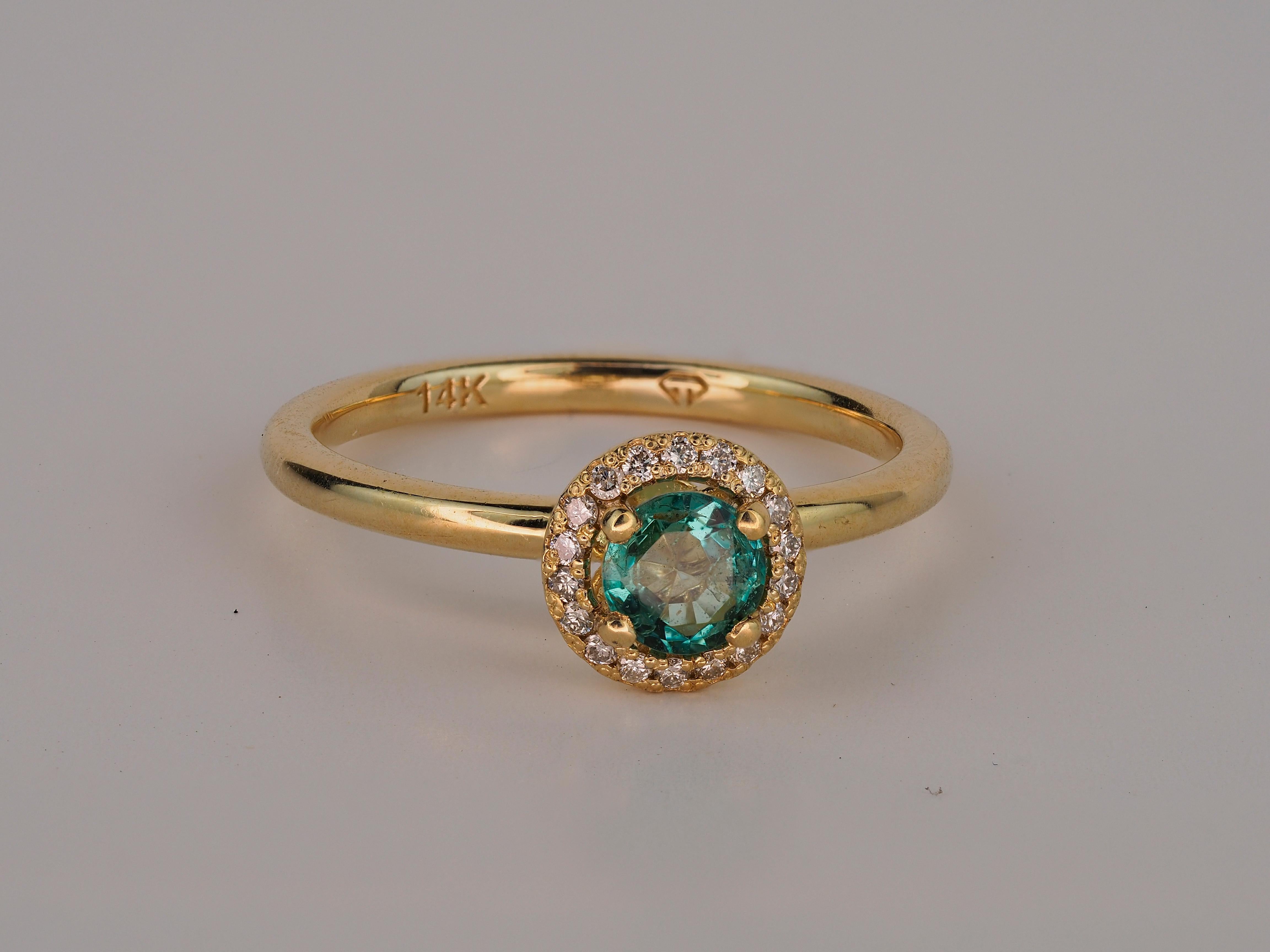 Emerald Ring, Emerald Engagement Ring, Emerald 14k Gold Ring In New Condition For Sale In Istanbul, TR