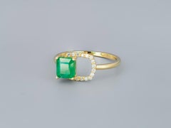 Octagon Emerald 14k gold Ring