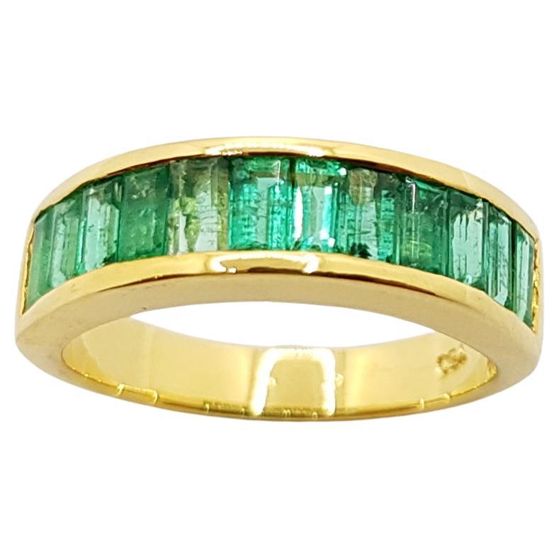 Emerald Ring Set in 18 Karat Gold Settings For Sale