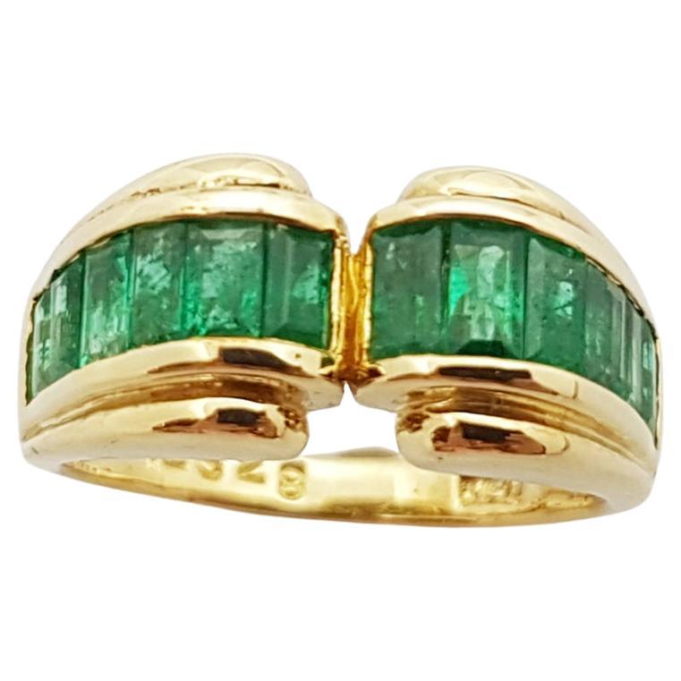 Emerald Ring Set in 18 Karat Gold Settings For Sale