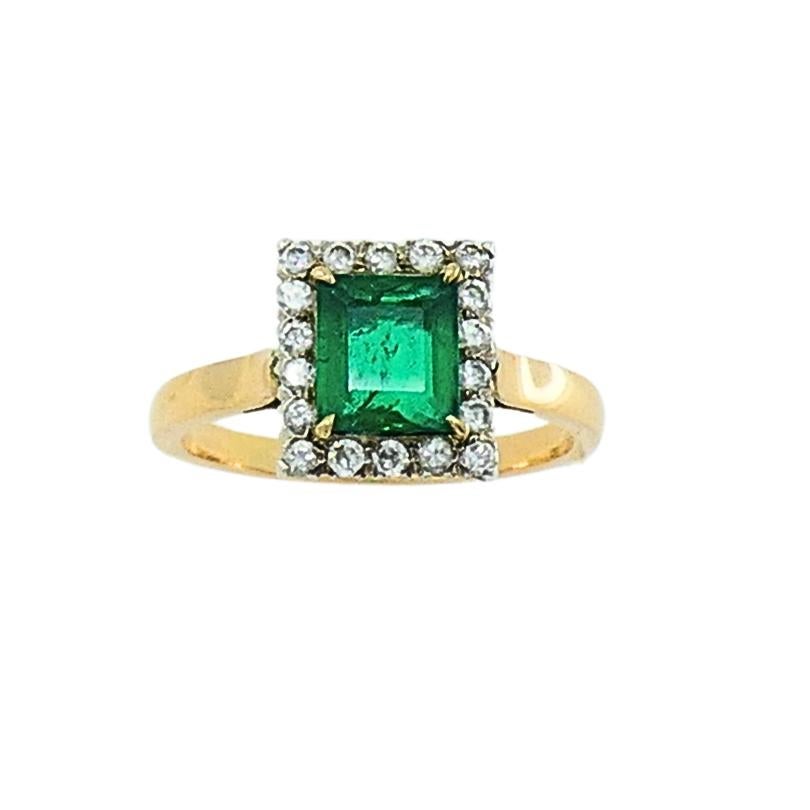 Smaragd-Ring Vintage 14k Gold Diamant im Zustand „Gut“ im Angebot in Beverly Hills, CA
