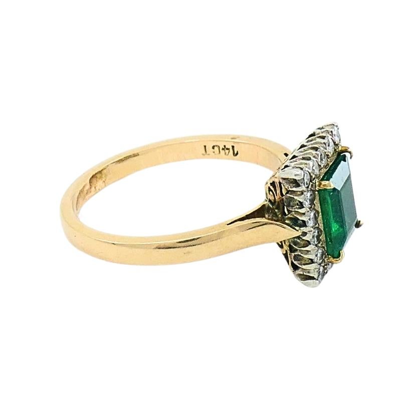 Smaragd-Ring Vintage 14k Gold Diamant im Angebot 3