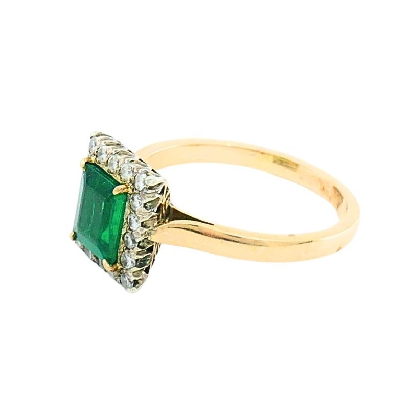 Smaragd-Ring Vintage 14k Gold Diamant im Angebot 4