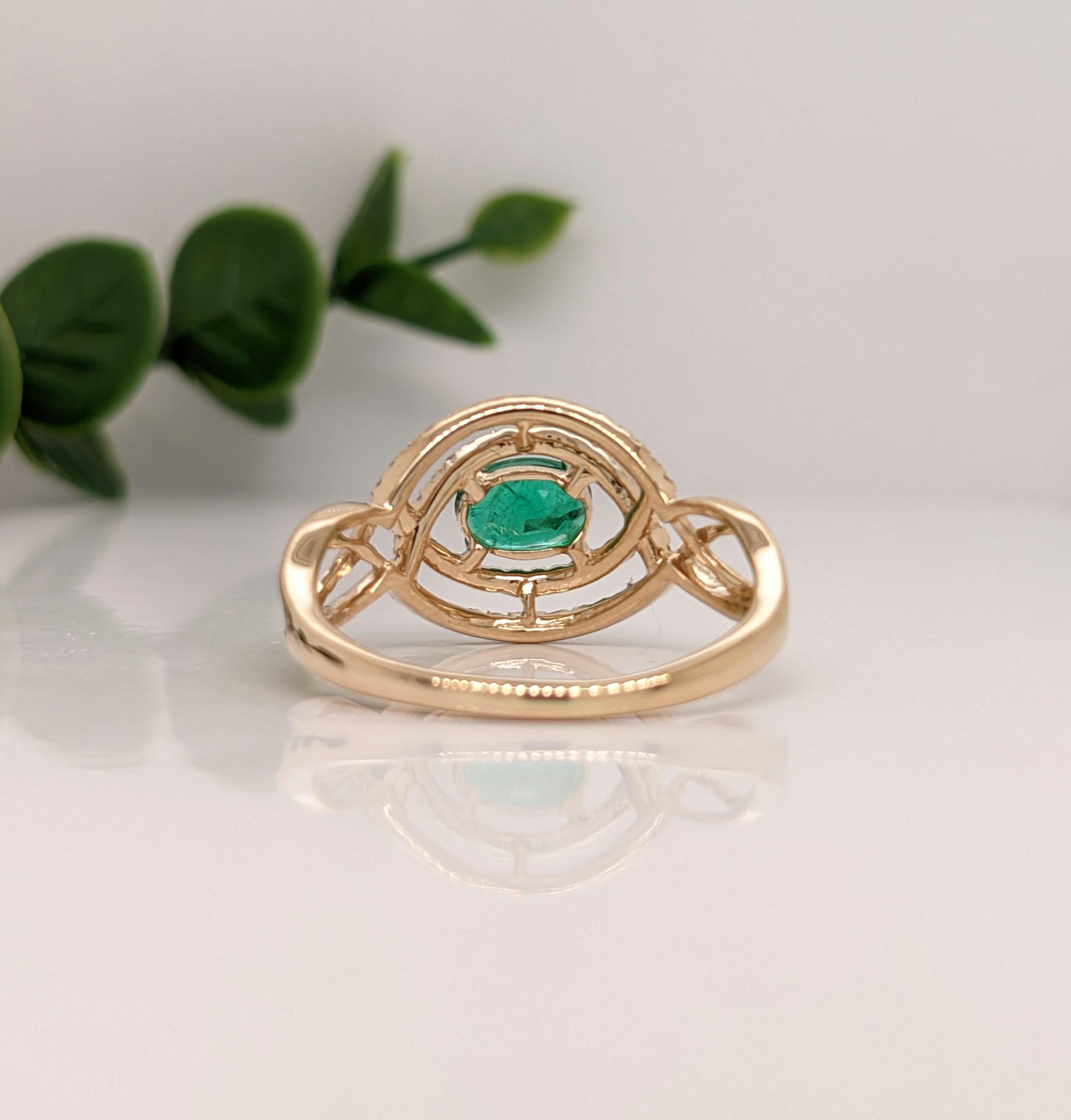 Oval Cut Emerald Ring w Celtic Shank and Diamonds in Solid 14k Yellow Gold Oval 6x4mm