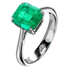 Emerald Ring White Gold Muzo Green Colombian Beryl Octagon Cut Stone Engagement