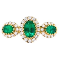 Emerald Ring With Diamonds 1.15 Carats 18K Gold