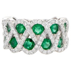 Emerald Ring With Diamonds 2.50 Carats 18K White Gold