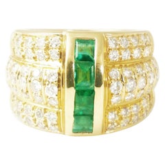 Emerald Ring with Diamonds in 18 Karat a Statement Ring with Contemporary Design