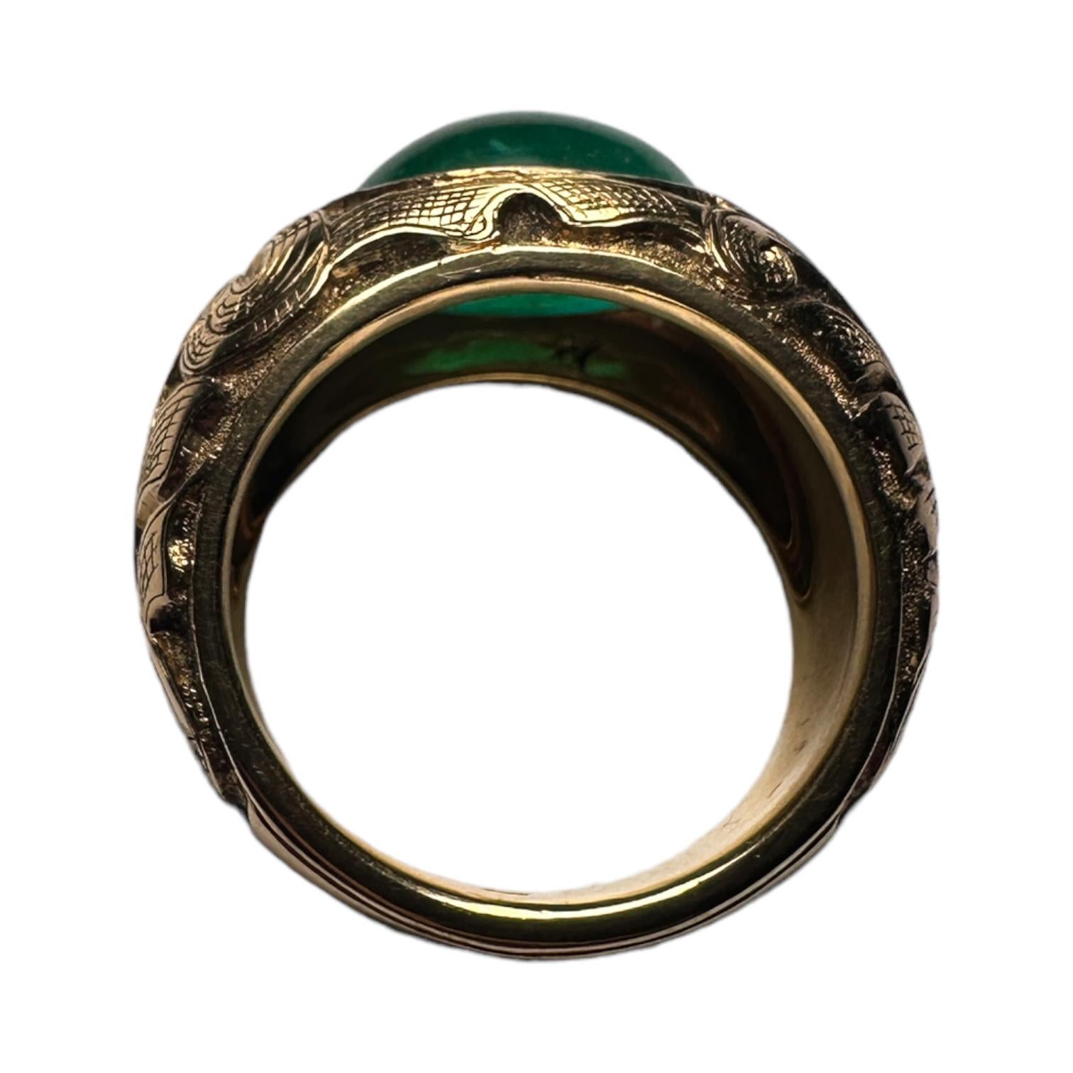 Emerald Ring with Engravings For Sale 4