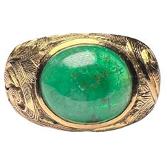 Emerald Ring with Engravings