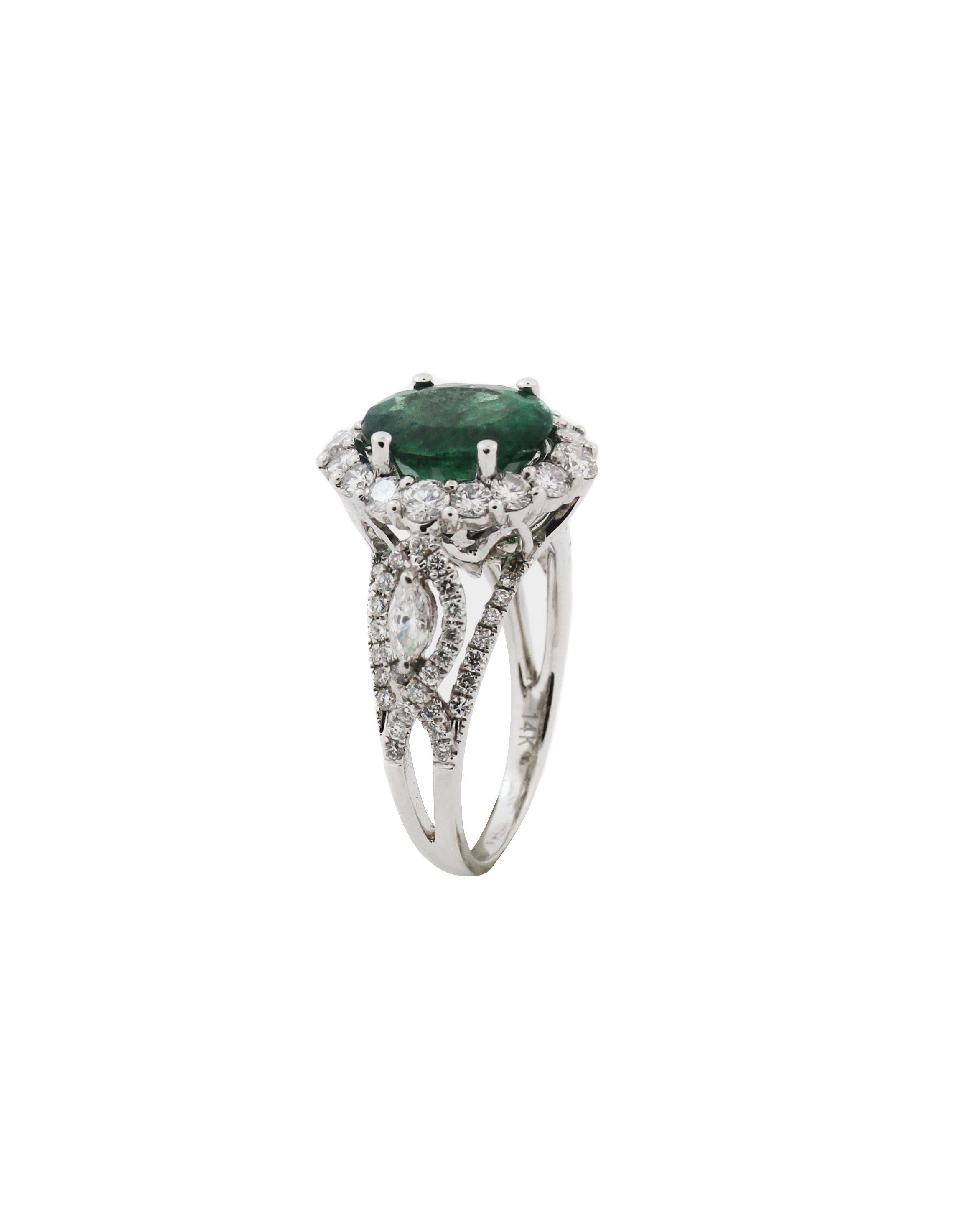 emerald ring with white gold