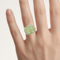 Emerald Ring With White Topaz 2.02 Carats Gold Plated Silver