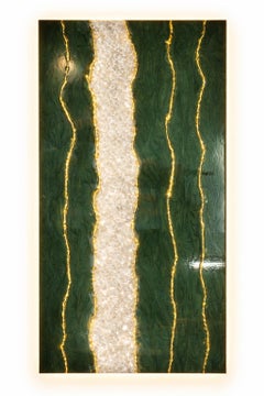 Emerald River Illuminated Wall Art in Natural Quartz Crystals by Sev Art Gallery