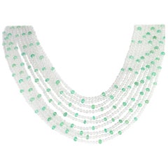 Smaragd Bergkristall 925 Sterlingsilber Mehrstrang Perlen-Cocktail-Halskette