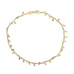 Emerald Rondelle Bead Yellow Gold Rondelle Necklace