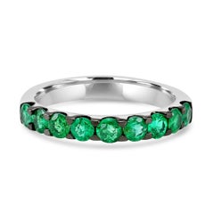Emerald Round 18 Karat White Gold & Black Rhodium Fashion Engagement Band Ring