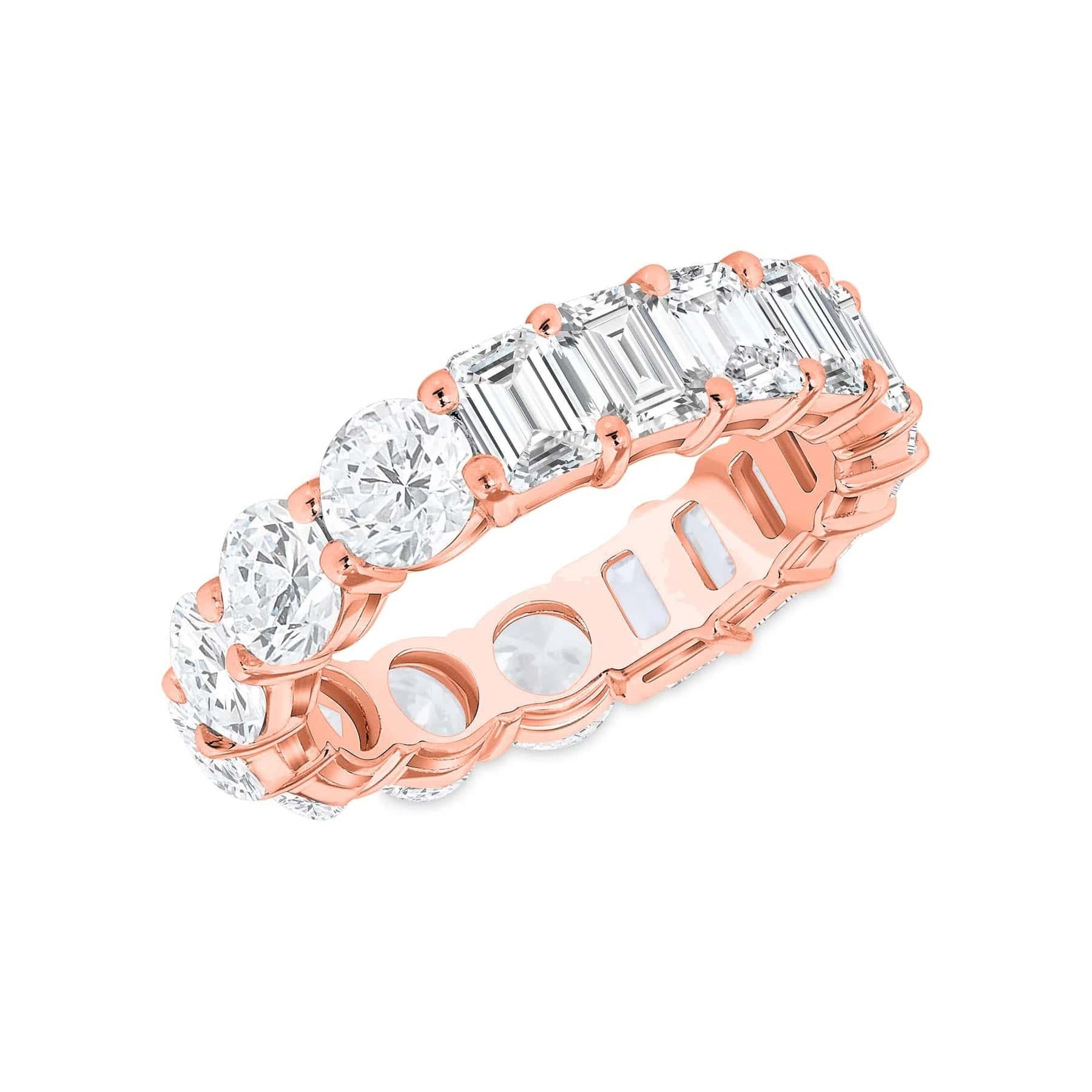 For Sale:  Emerald Round Cut 14K Gold Diamond Eternity Band Ring 11