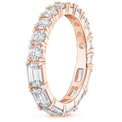 Emerald Round Cut 14K (or 18k upon request) Gold Diamond Eternity Band Ring