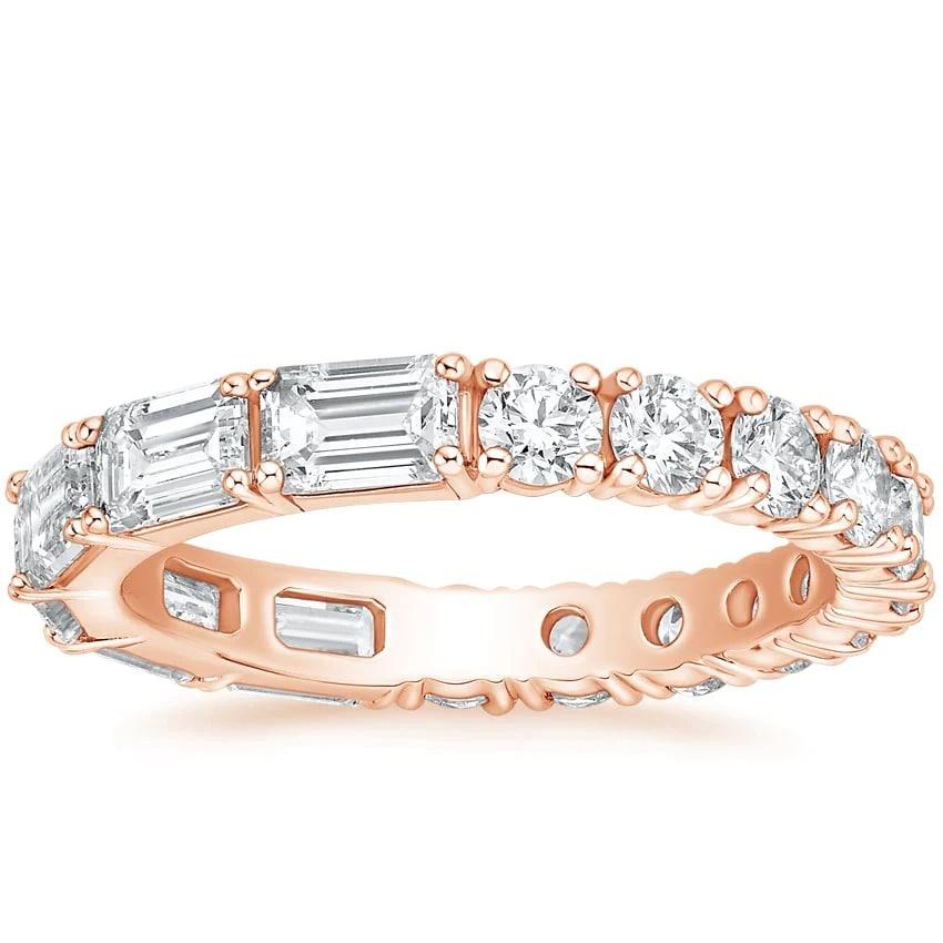 For Sale:  Emerald Round Cut 14K Gold Diamond Eternity Band Ring 3