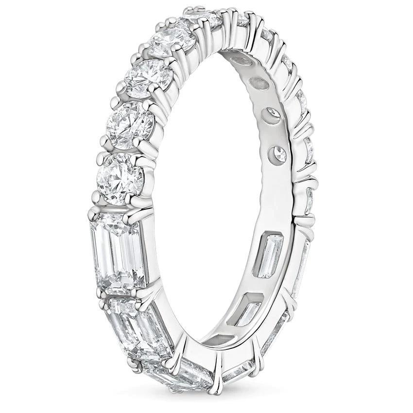 For Sale:  Emerald Round Cut 14K Gold Diamond Eternity Band Ring 4