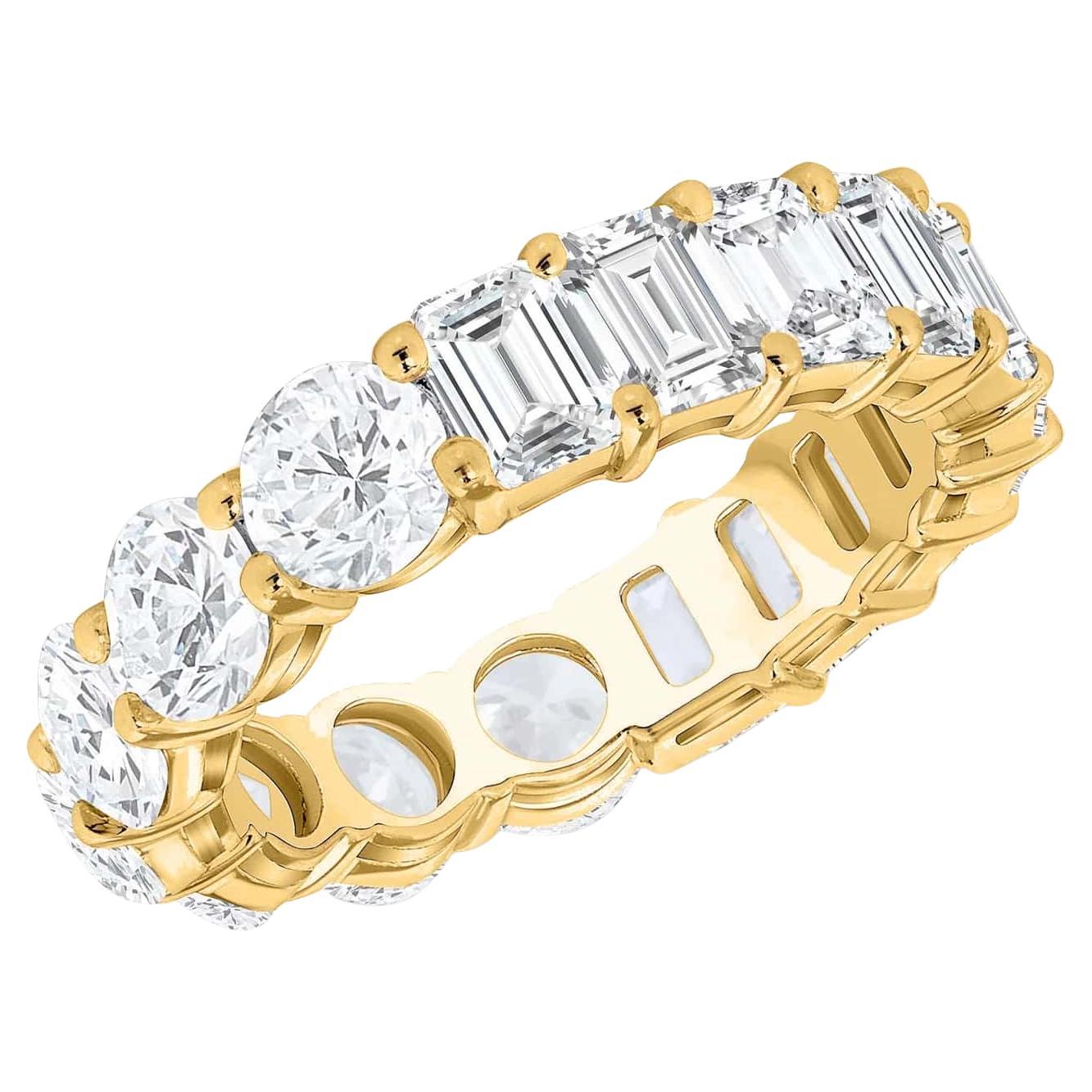 Emerald Round Cut 14K Gold Diamond Eternity Band Ring