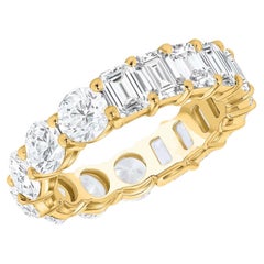 Smaragd Rundschliff 14K Gold Diamant Eternity Band Ring