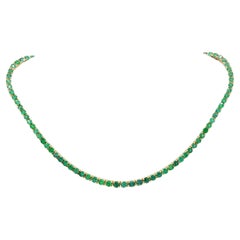 Emerald Round Riviera Necklace in 18k Yellow Gold