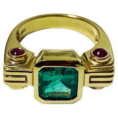 Emerald, Ruby and 18K custom Ring 
