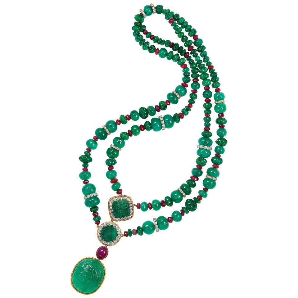 Emerald Ruby and Diamond Necklace at 1stDibs