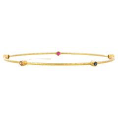 Emerald Ruby and Sapphire Bangle in 18K Solid Yellow Gold