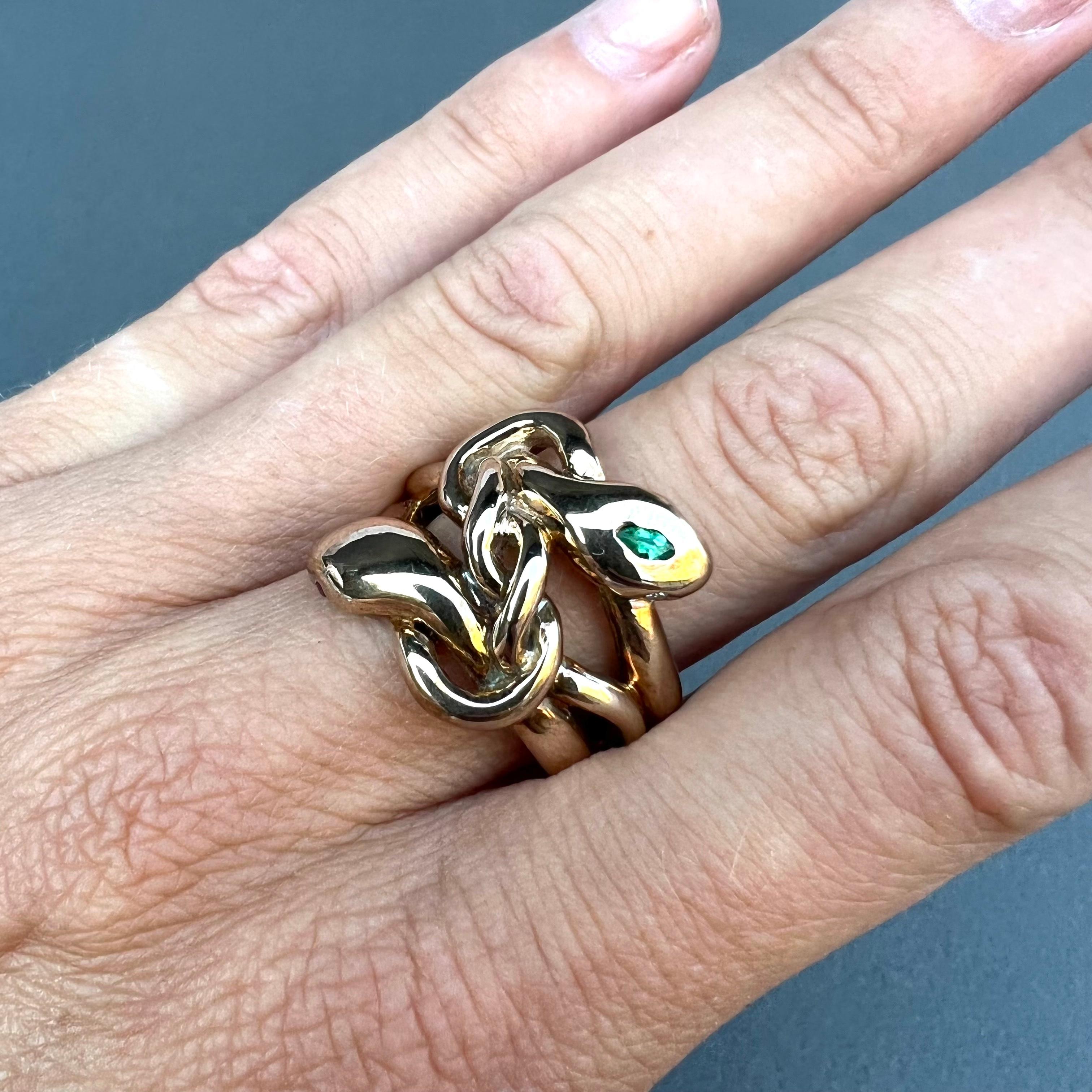 Victorian Emerald Ruby Aquamarine Snake Ring Marquis Bronze J Dauphin