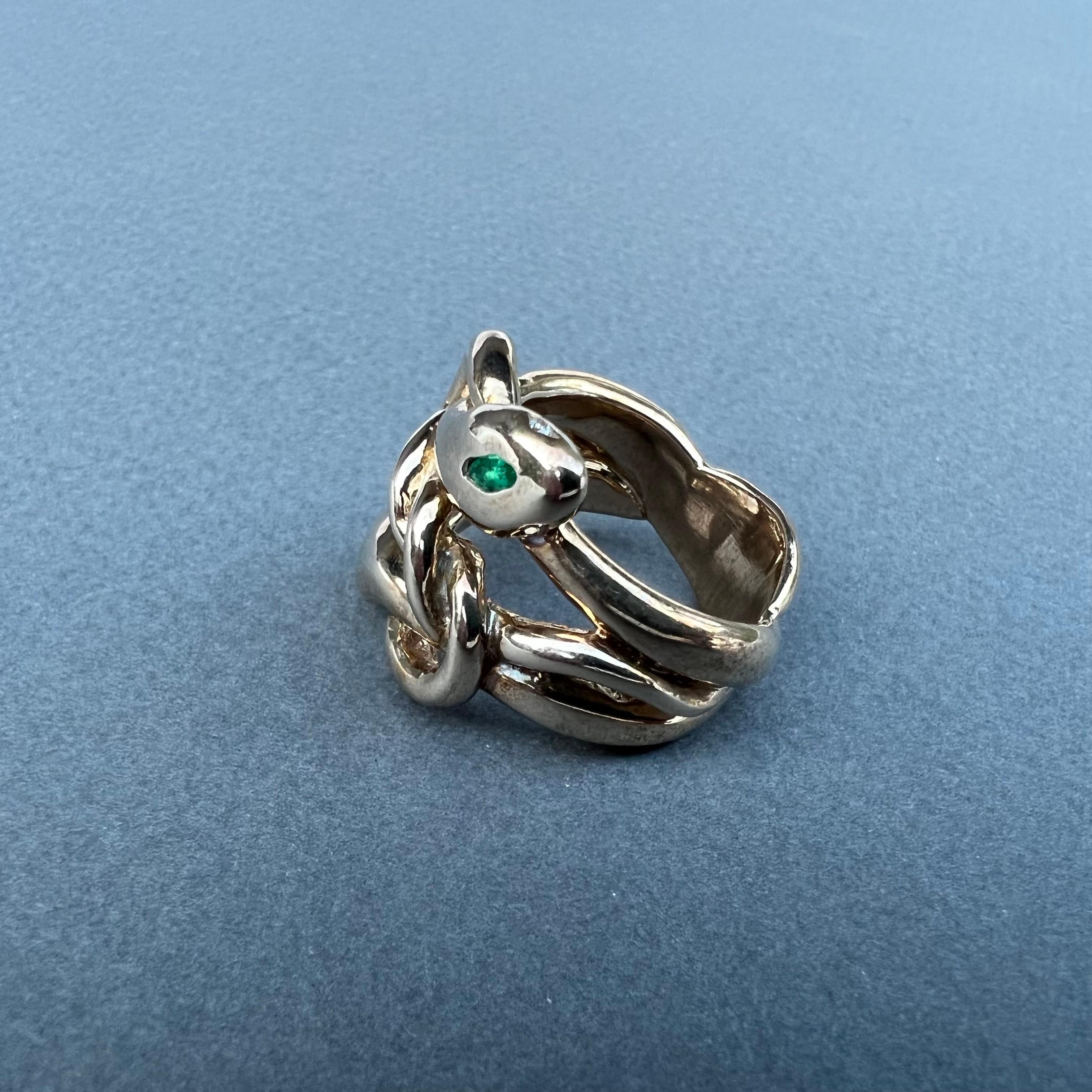 Women's Emerald Ruby Aquamarine Snake Ring Marquis Bronze J Dauphin