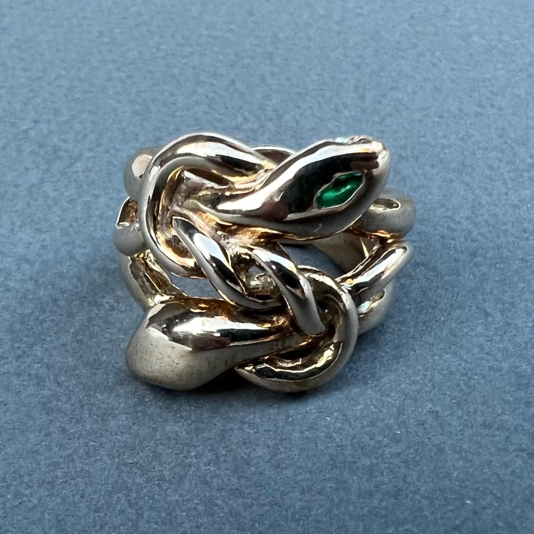 Emerald Ruby Aquamarine Snake Ring Marquis Bronze J Dauphin 1