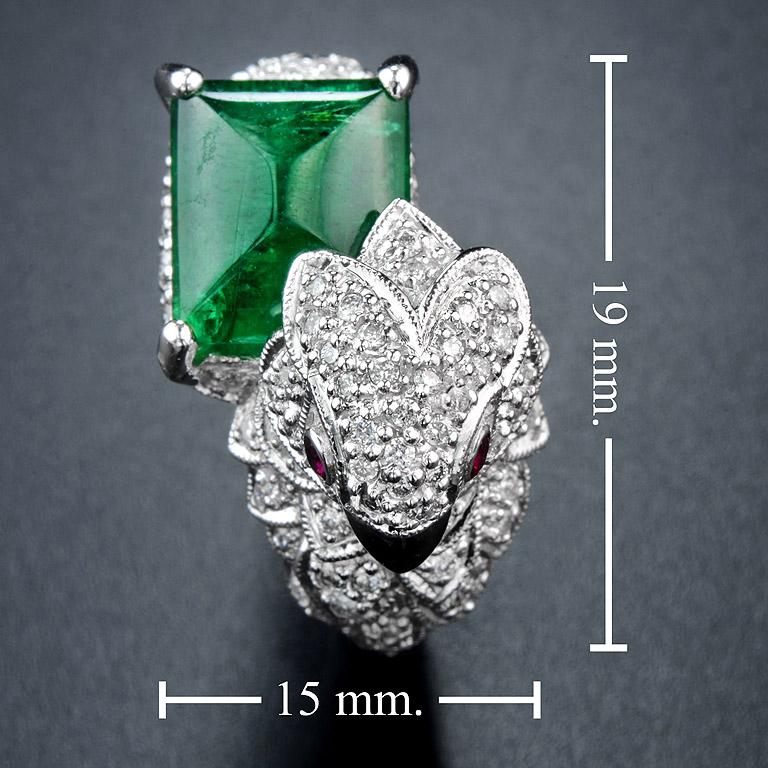 Emerald Ruby Diamond Bird Cocktail Ring 2