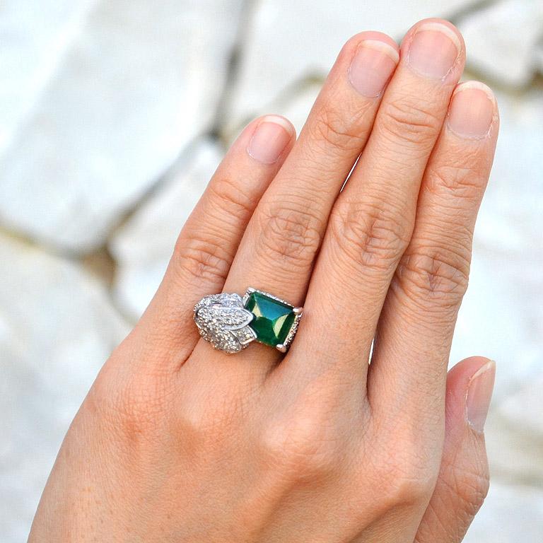 Emerald Ruby Diamond Bird Cocktail Ring 3