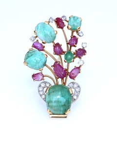 Smaragd-Rubin-Diamant-Brosche Pin 1910 Kollektion Prinzessin Theresa