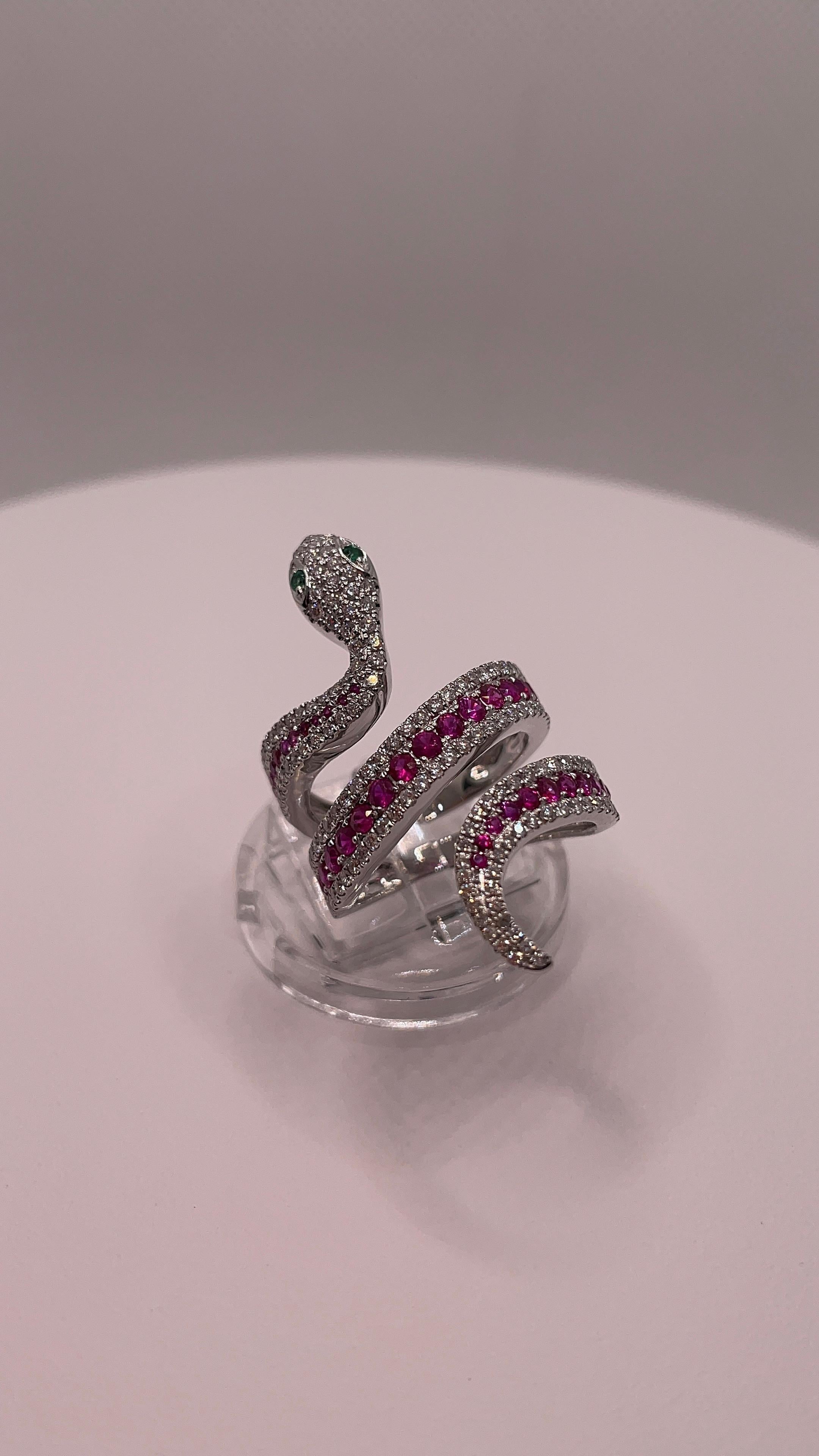Smaragd-Rubin-Diamant-Schlangenring für Damen oder Herren im Angebot