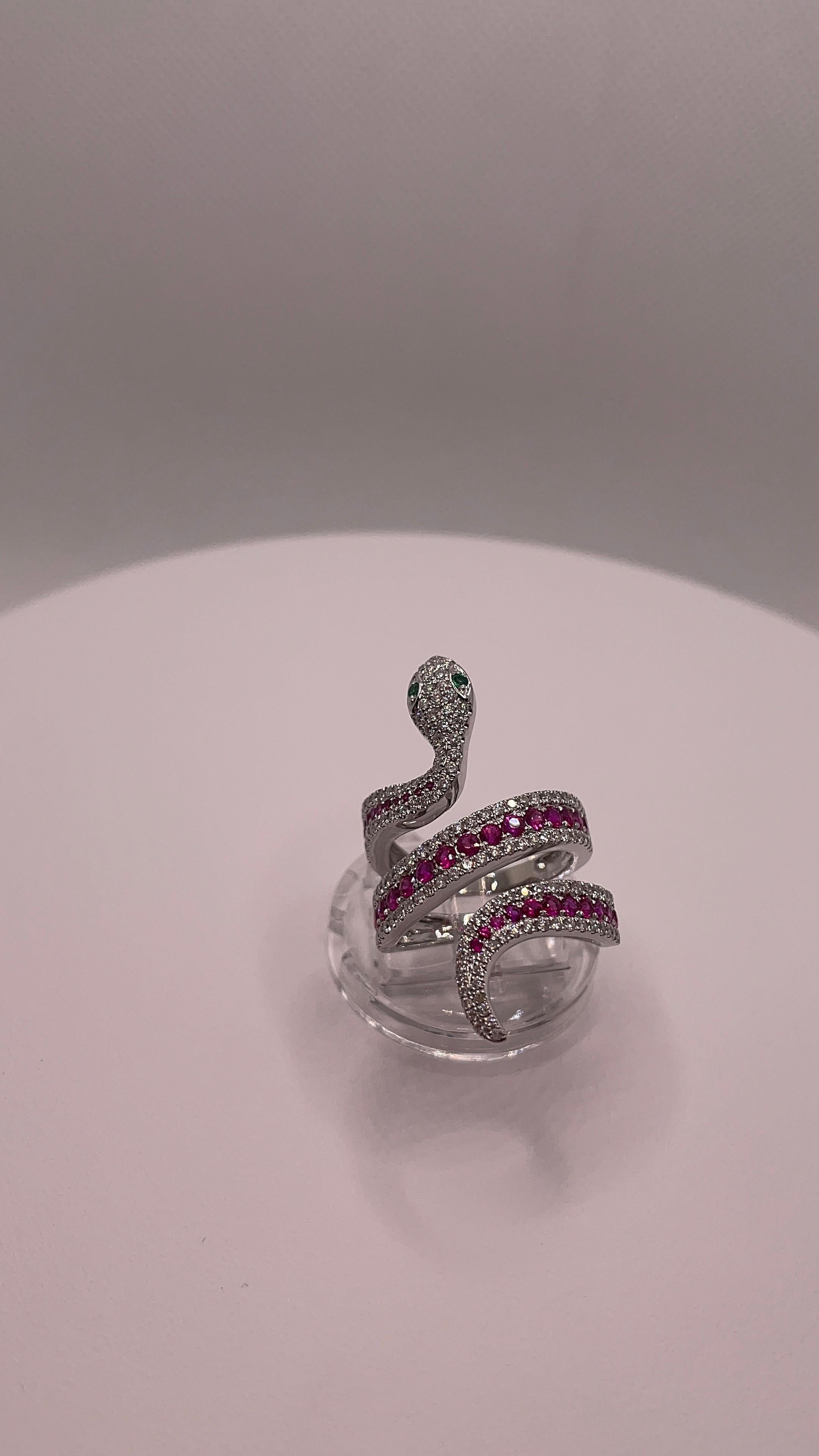 Smaragd-Rubin-Diamant-Schlangenring im Angebot 2